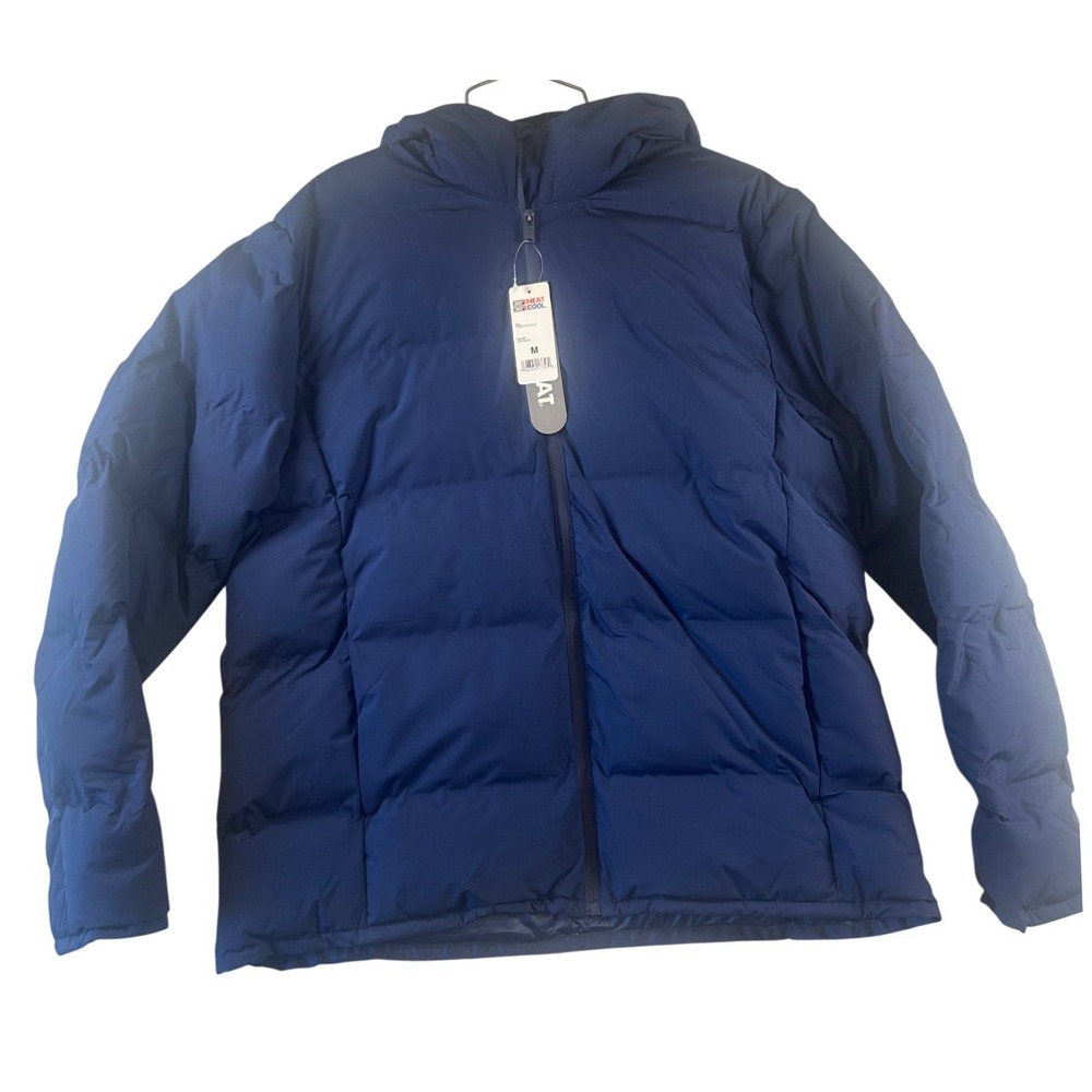 32 Degrees Heat Mens Cloudfill Puffer Navy Blue Hooded Full Zip Size M NEW TAGS